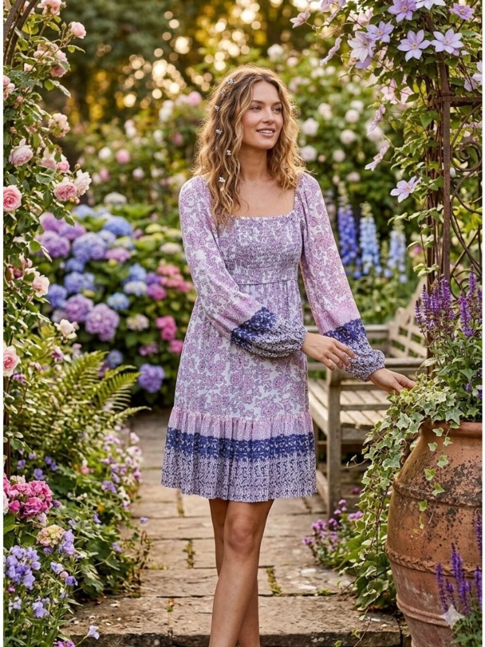 Maison Tara Victoria Midi Dress Pink Size 10 Floral Cottagecore Bohemian Spring